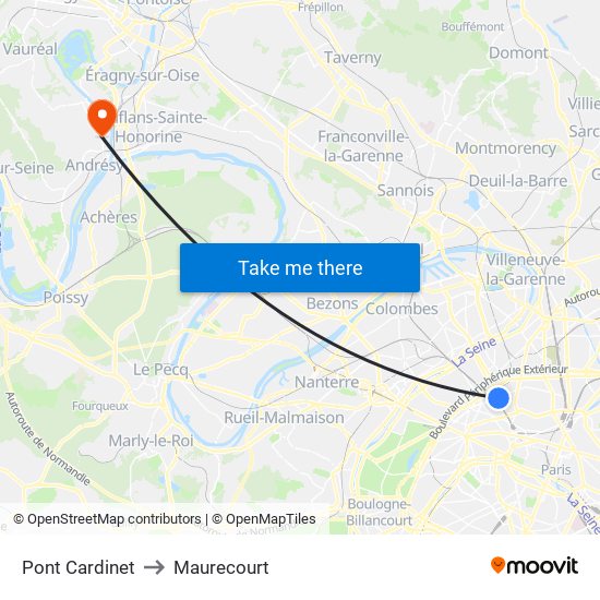 Pont Cardinet to Maurecourt map