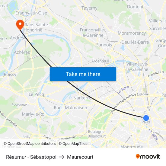 Réaumur - Sébastopol to Maurecourt map