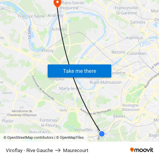 Viroflay - Rive Gauche to Maurecourt map