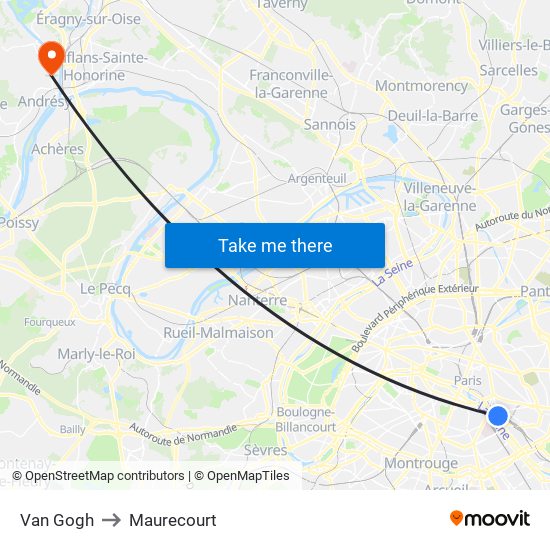 Gare de Lyon - Van Gogh to Maurecourt map