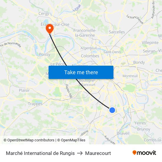 Marché International de Rungis to Maurecourt map