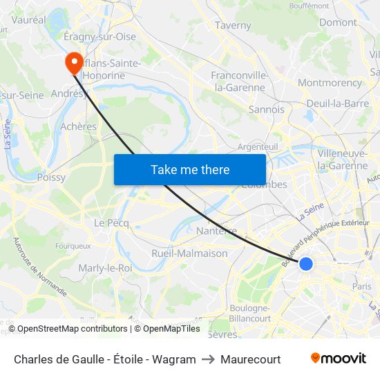 Charles de Gaulle - Étoile - Wagram to Maurecourt map