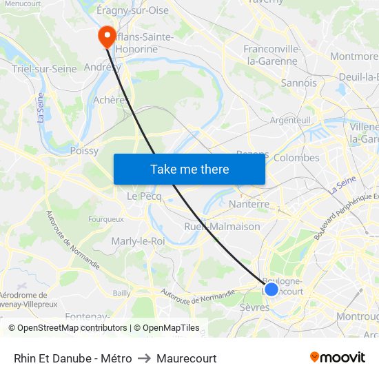 Rhin Et Danube - Métro to Maurecourt map