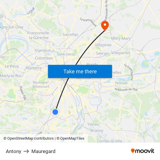 Antony to Mauregard map