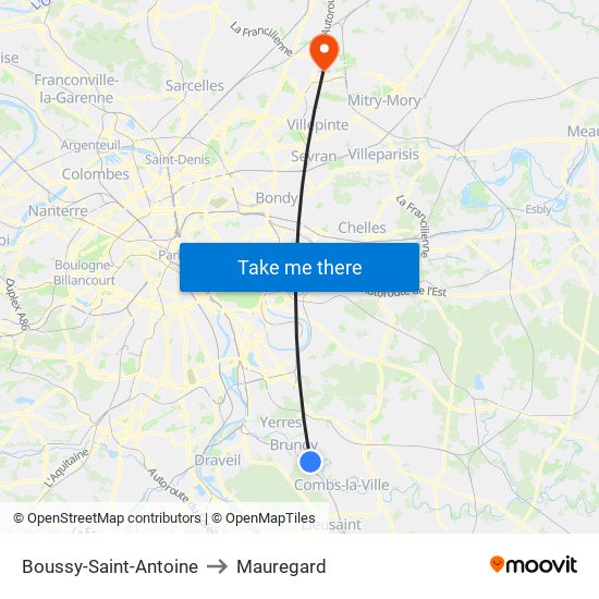 Boussy-Saint-Antoine to Mauregard map
