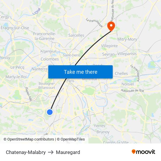 Chatenay-Malabry to Mauregard map