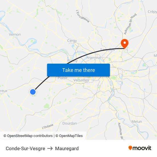 Conde-Sur-Vesgre to Mauregard map