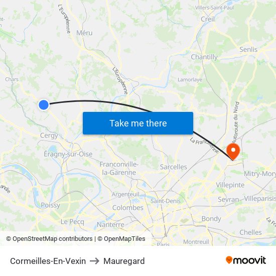 Cormeilles-En-Vexin to Mauregard map