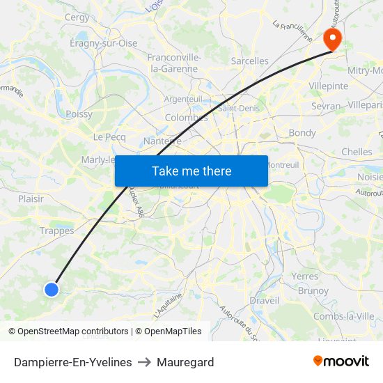 Dampierre-En-Yvelines to Mauregard map