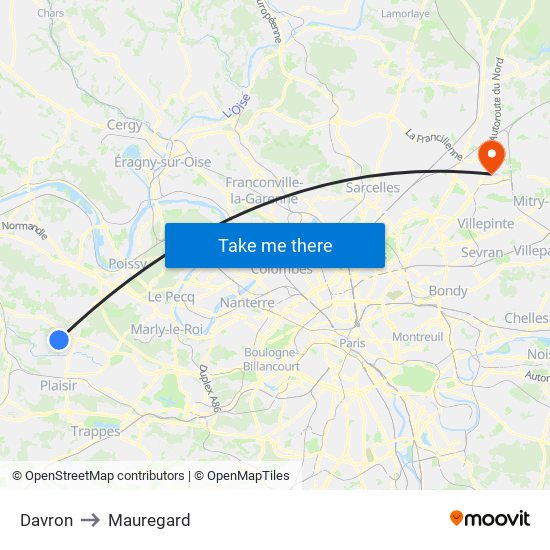 Davron to Mauregard map