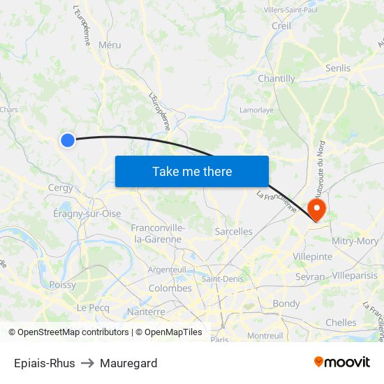 Epiais-Rhus to Mauregard map