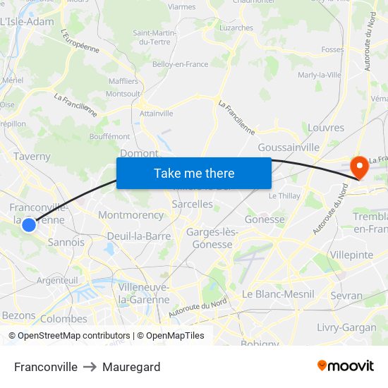 Franconville to Mauregard map