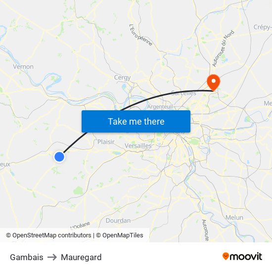 Gambais to Mauregard map