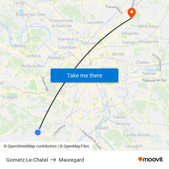 Gometz-Le-Chatel to Mauregard map