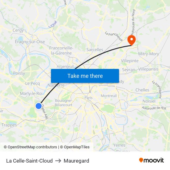 La Celle-Saint-Cloud to Mauregard map