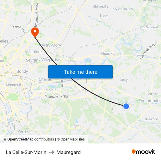 La Celle-Sur-Morin to Mauregard map