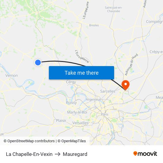 La Chapelle-En-Vexin to Mauregard map