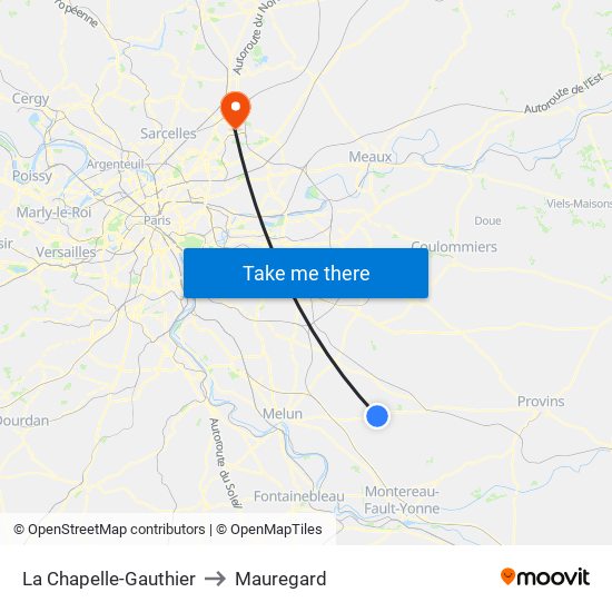 La Chapelle-Gauthier to Mauregard map
