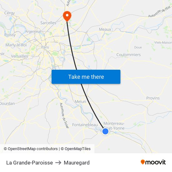 La Grande-Paroisse to Mauregard map