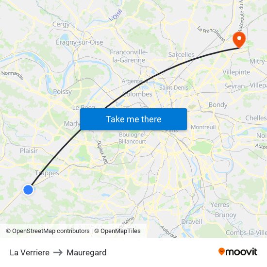 La Verriere to Mauregard map