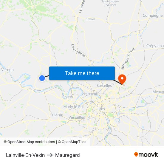 Lainville-En-Vexin to Mauregard map