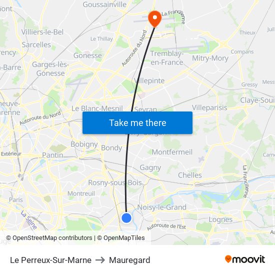 Le Perreux-Sur-Marne to Mauregard map