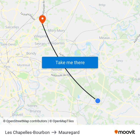 Les Chapelles-Bourbon to Mauregard map