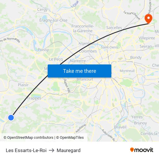 Les Essarts-Le-Roi to Mauregard map