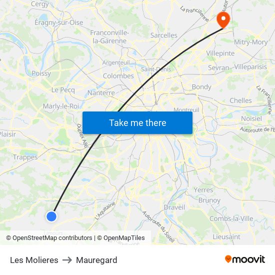 Les Molieres to Mauregard map