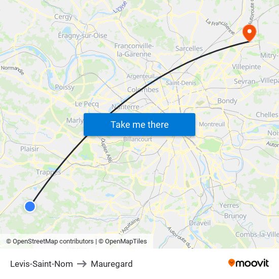 Levis-Saint-Nom to Mauregard map