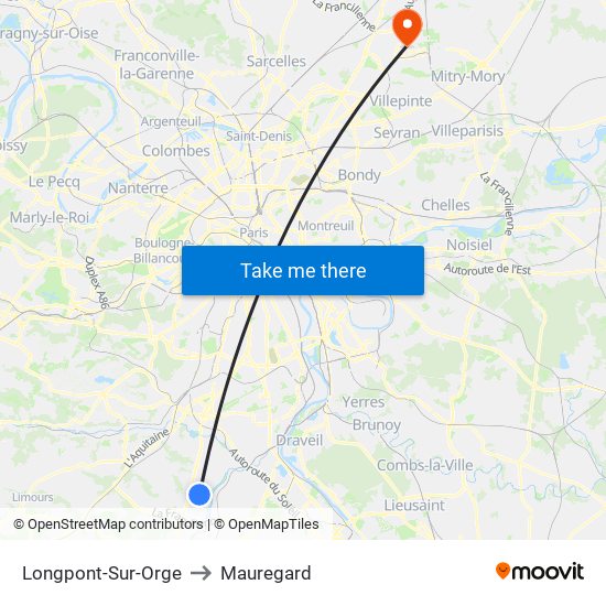 Longpont-Sur-Orge to Mauregard map