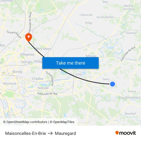 Maisoncelles-En-Brie to Mauregard map