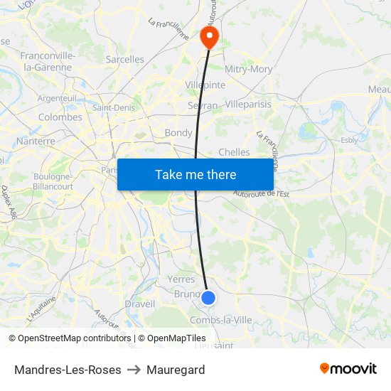 Mandres-Les-Roses to Mauregard map