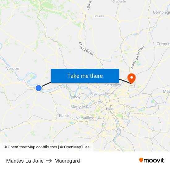 Mantes-La-Jolie to Mauregard map