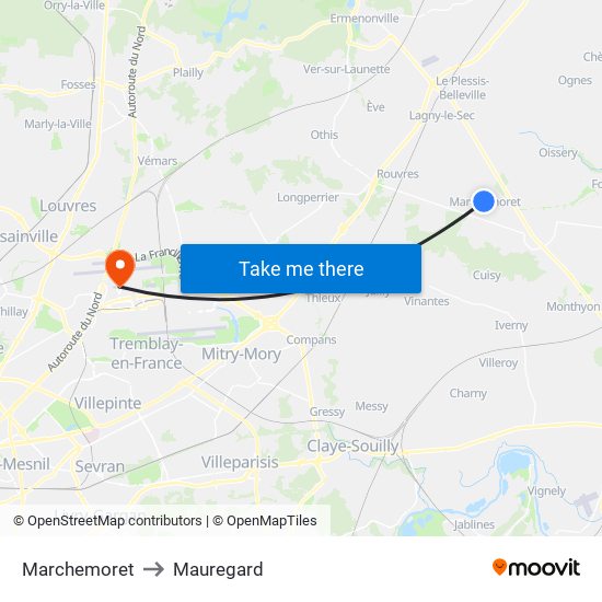 Marchemoret to Mauregard map