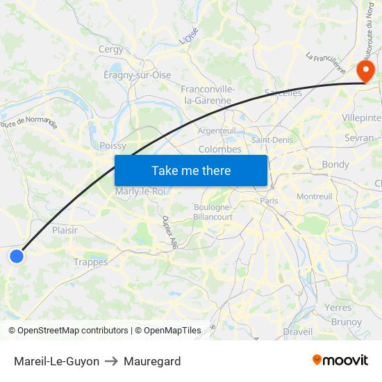 Mareil-Le-Guyon to Mauregard map