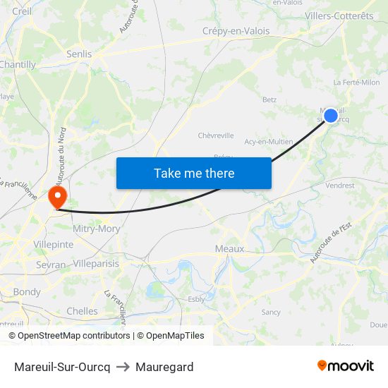 Mareuil-Sur-Ourcq to Mauregard map