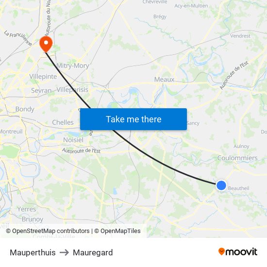 Mauperthuis to Mauregard map