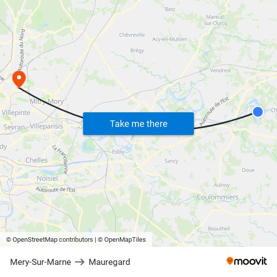 Mery-Sur-Marne to Mauregard map