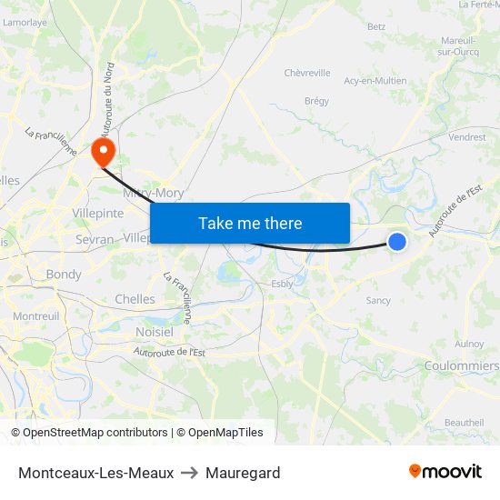 Montceaux-Les-Meaux to Mauregard map