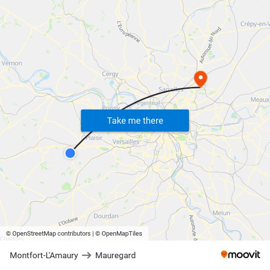 Montfort-L'Amaury to Mauregard map