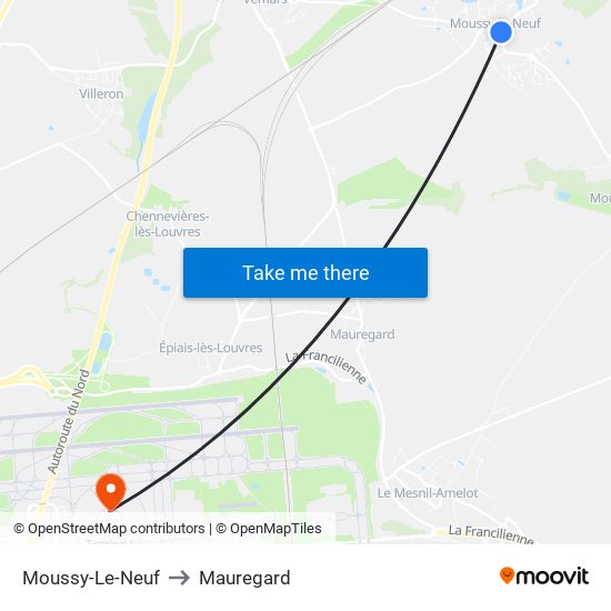 Moussy-Le-Neuf to Mauregard map