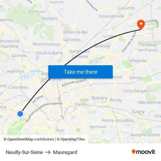 Neuilly-Sur-Seine to Mauregard map