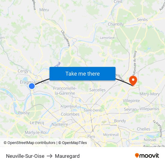 Neuville-Sur-Oise to Mauregard map