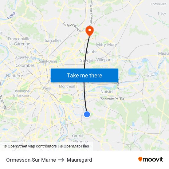 Ormesson-Sur-Marne to Mauregard map