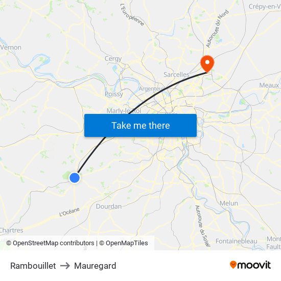 Rambouillet to Mauregard map