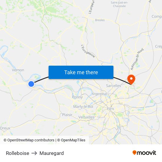 Rolleboise to Mauregard map