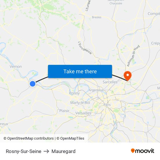 Rosny-Sur-Seine to Mauregard map