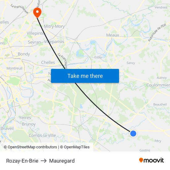 Rozay-En-Brie to Mauregard map