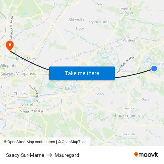 Saacy-Sur-Marne to Mauregard map